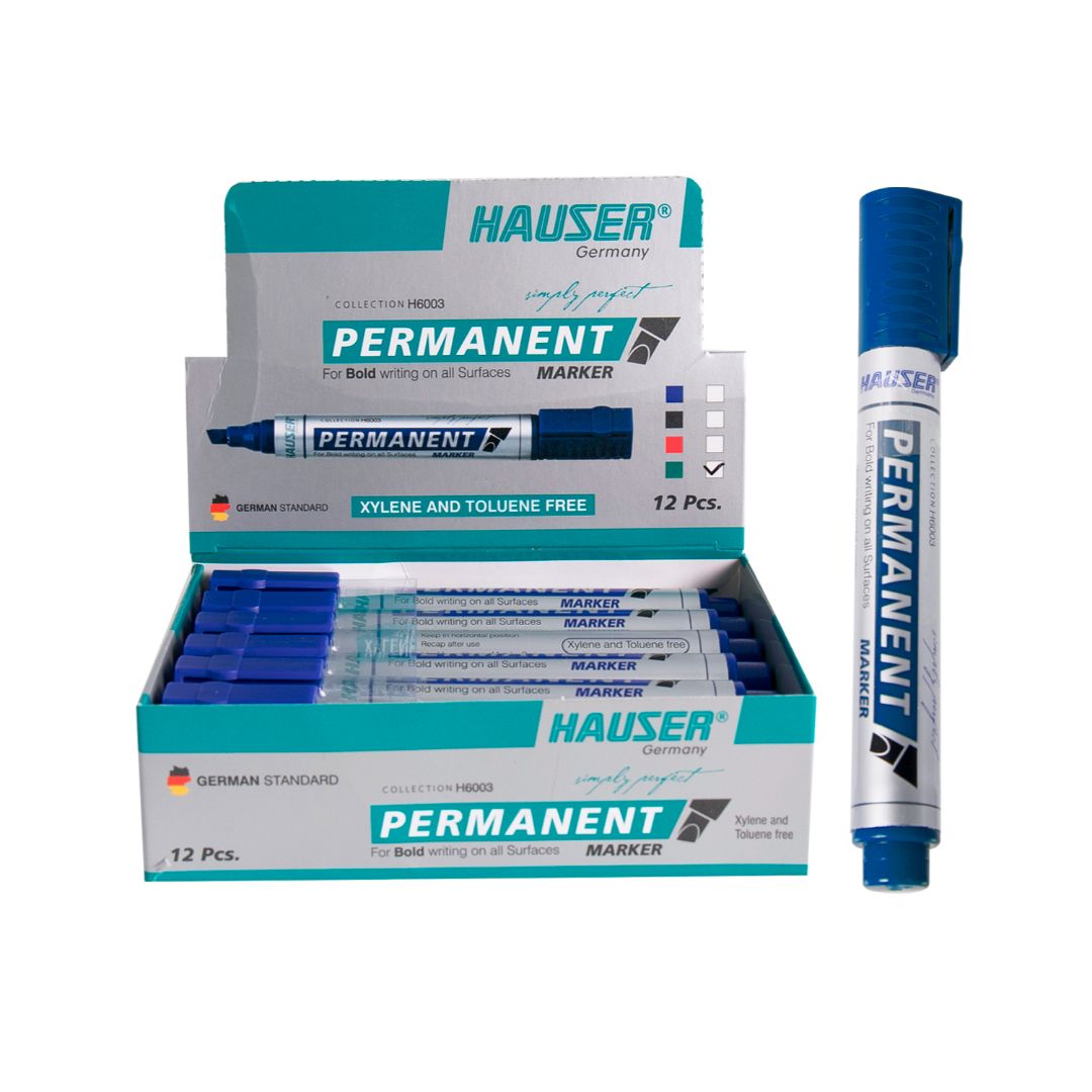 MARCADOR PERMANENTE HAUSER P/BISELADA AZUL CX12 (F. 60DOC )