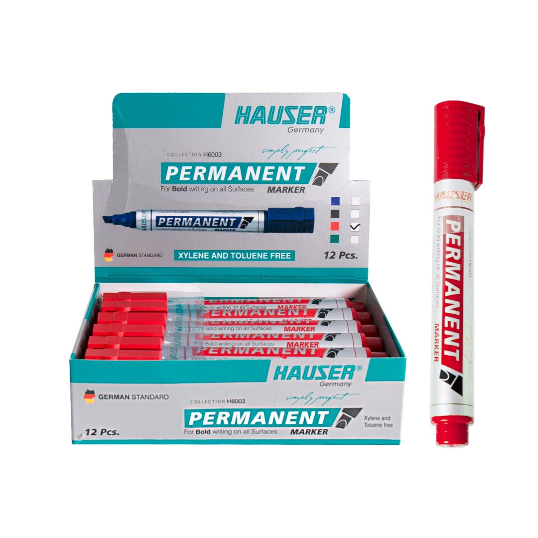 MARCADOR PERMANENTE HAUSER P/BISELADA ROJO CX12 (F. 60DOC )