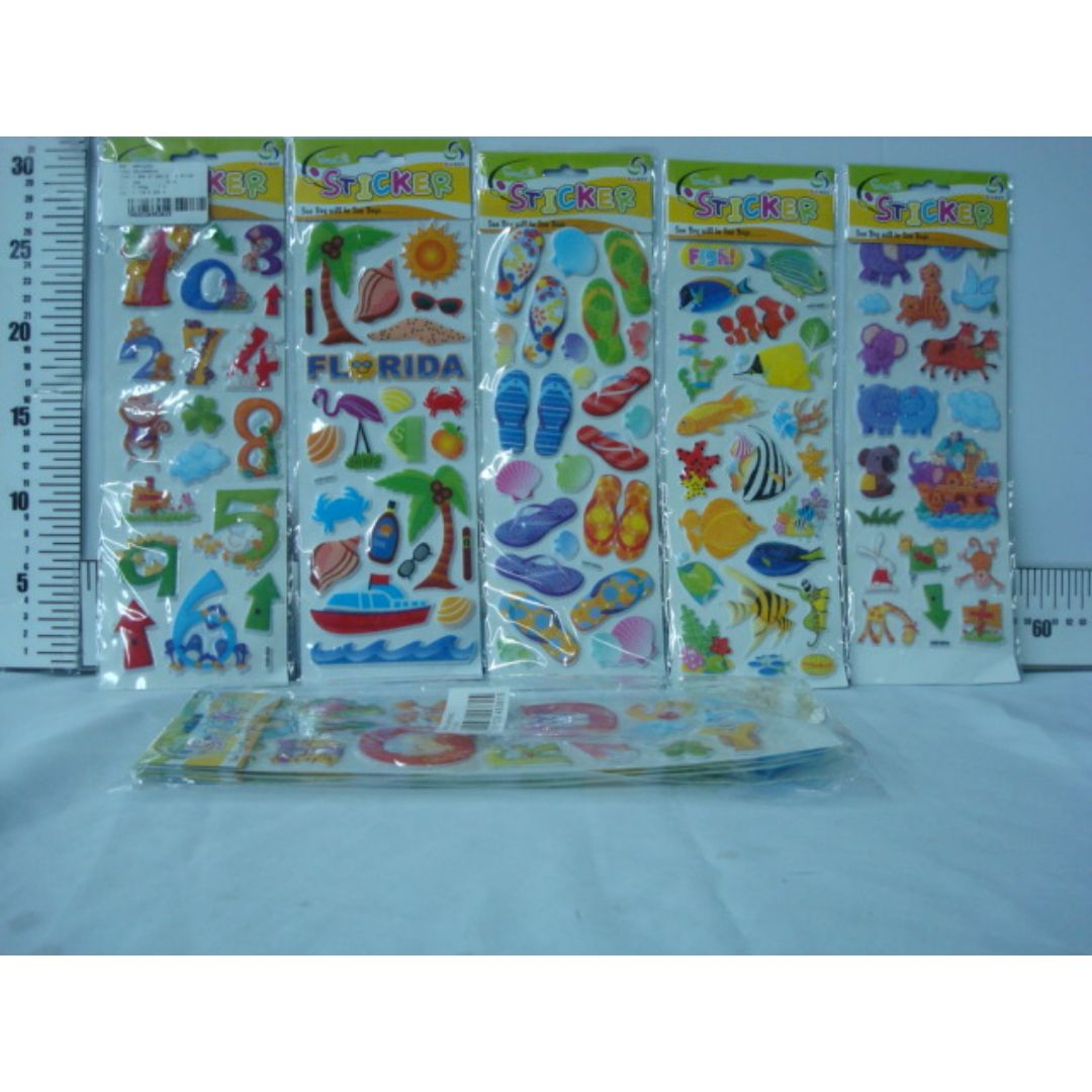STICKERS 3D PLAYA/ABECE/ANIMA/NUMERO/OCEANO (F. 288 SETS)