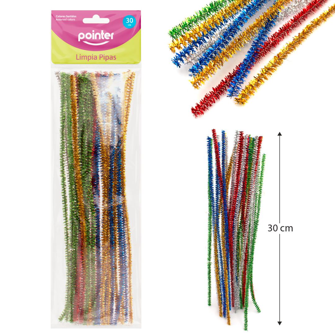 LIMPIA PIPAS POINTER COLORES METALICOS BX30 30CM (F. 144 BAG)