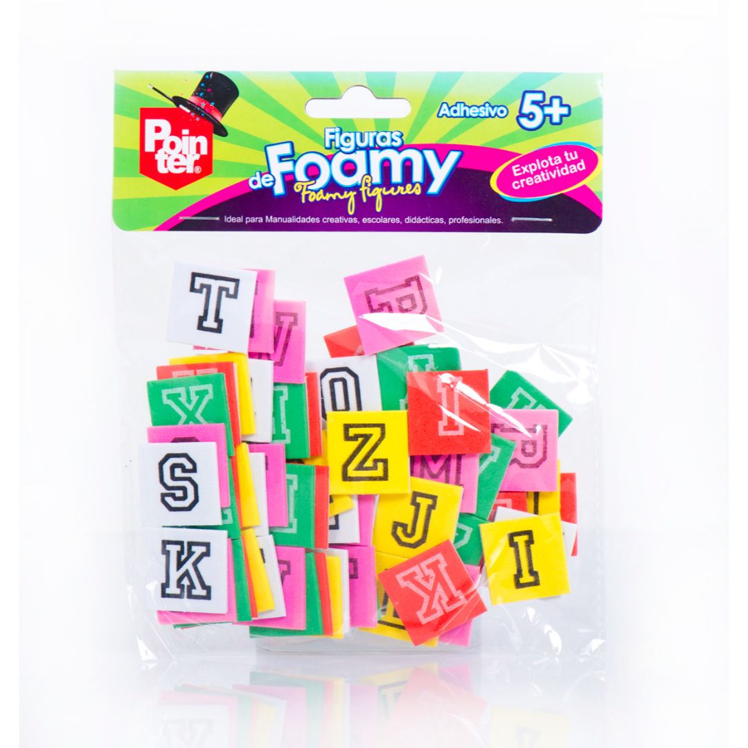 FIGURAS DE FOAMY POINTER ADHESIVAS LETRAS IMPRESAS EN CUADROS (F. 72 UNI)