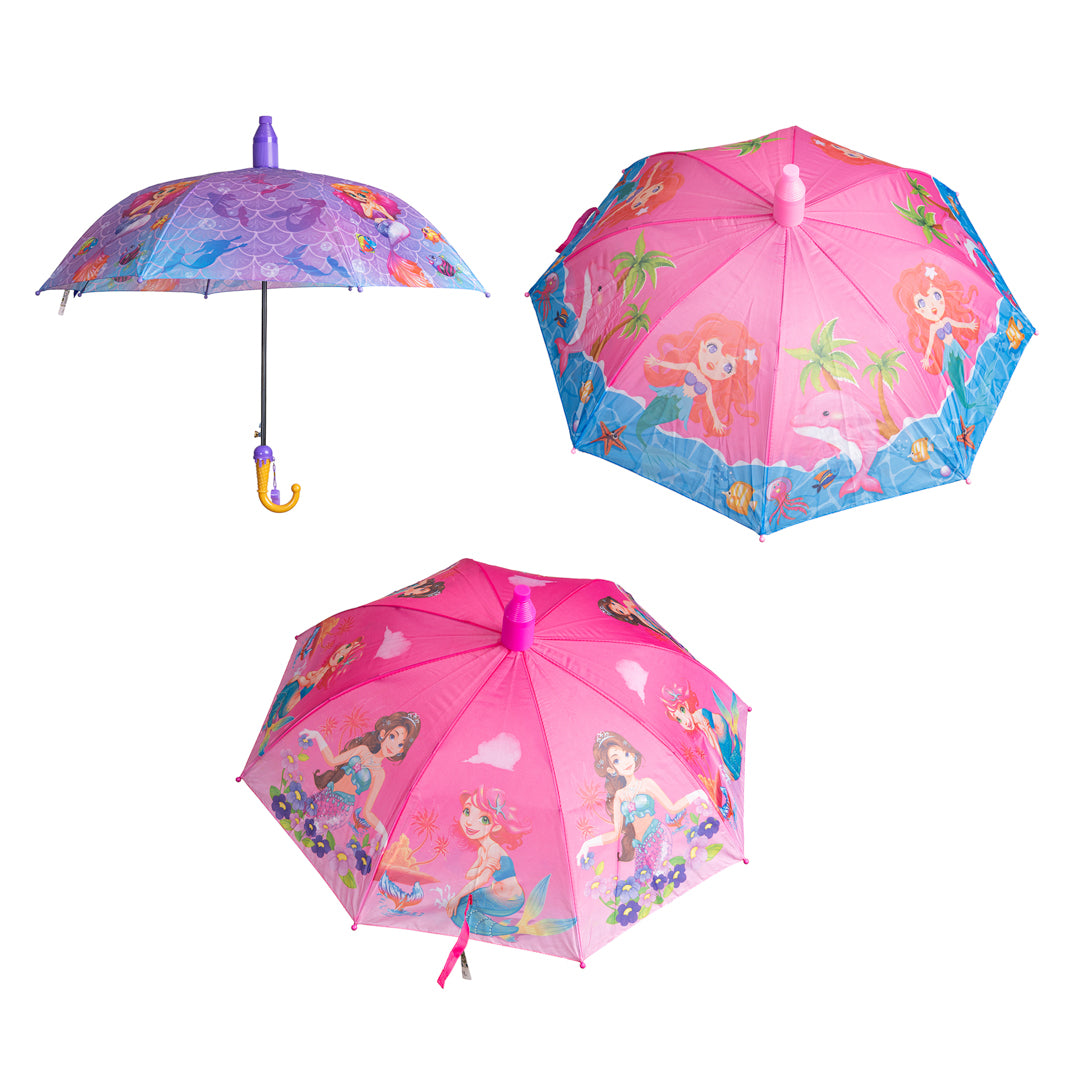 SOMBRILLA JVL PARA NIÑA ESTUCHE PLASTICO SIRENAS 3 DISEÑOS (F. 60 PZA)