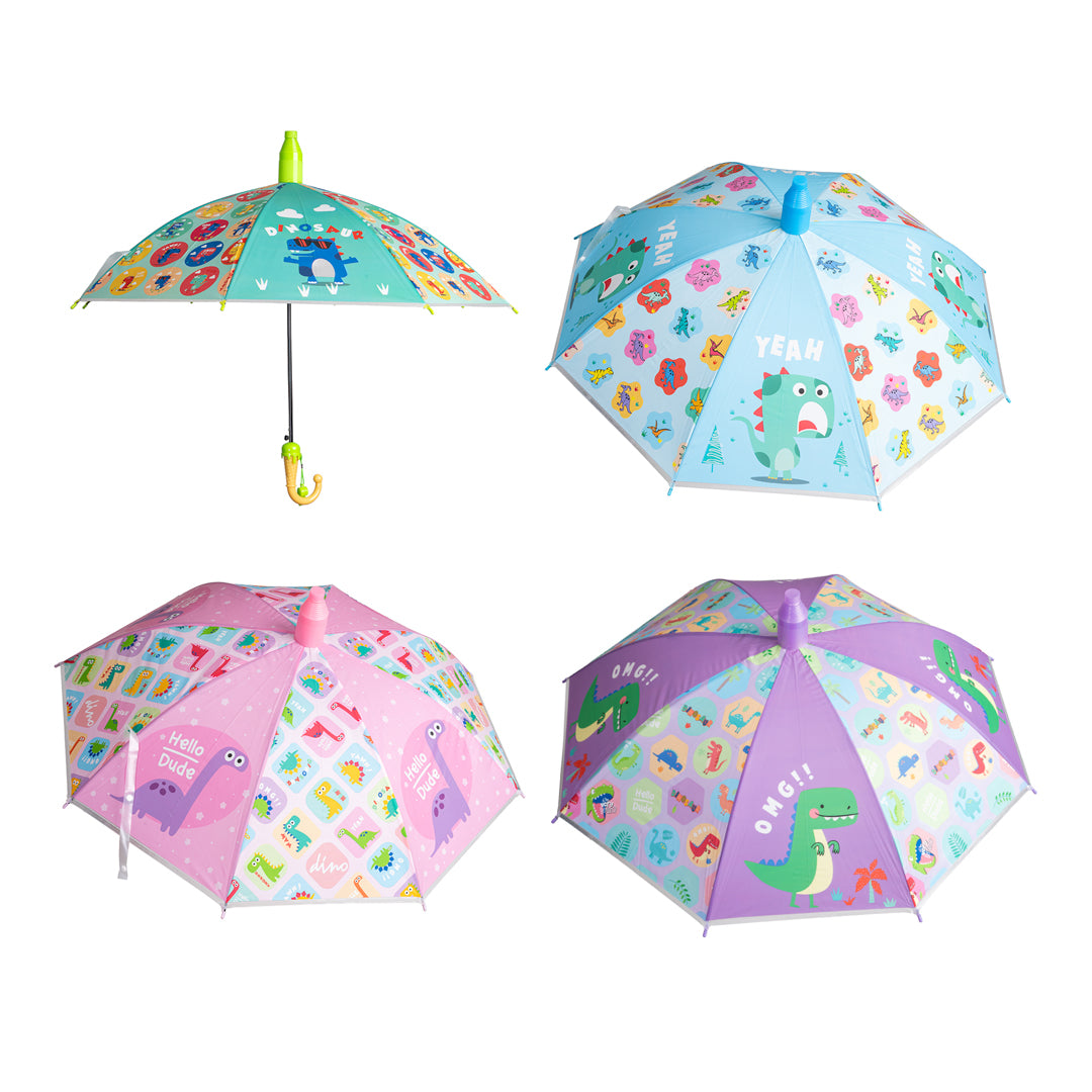 SOMBRILLA INFANTIL JVL C/ESTUCHE PLASTICO DINOSAURIO 4 DISEÑOS (F. 60 PZA)
