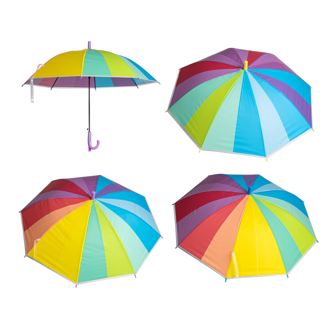 SOMBRILLA JVL PARA NIÑA ARCO IRIS MANGO 4 COLORES DIF. (F. 60 PZA)