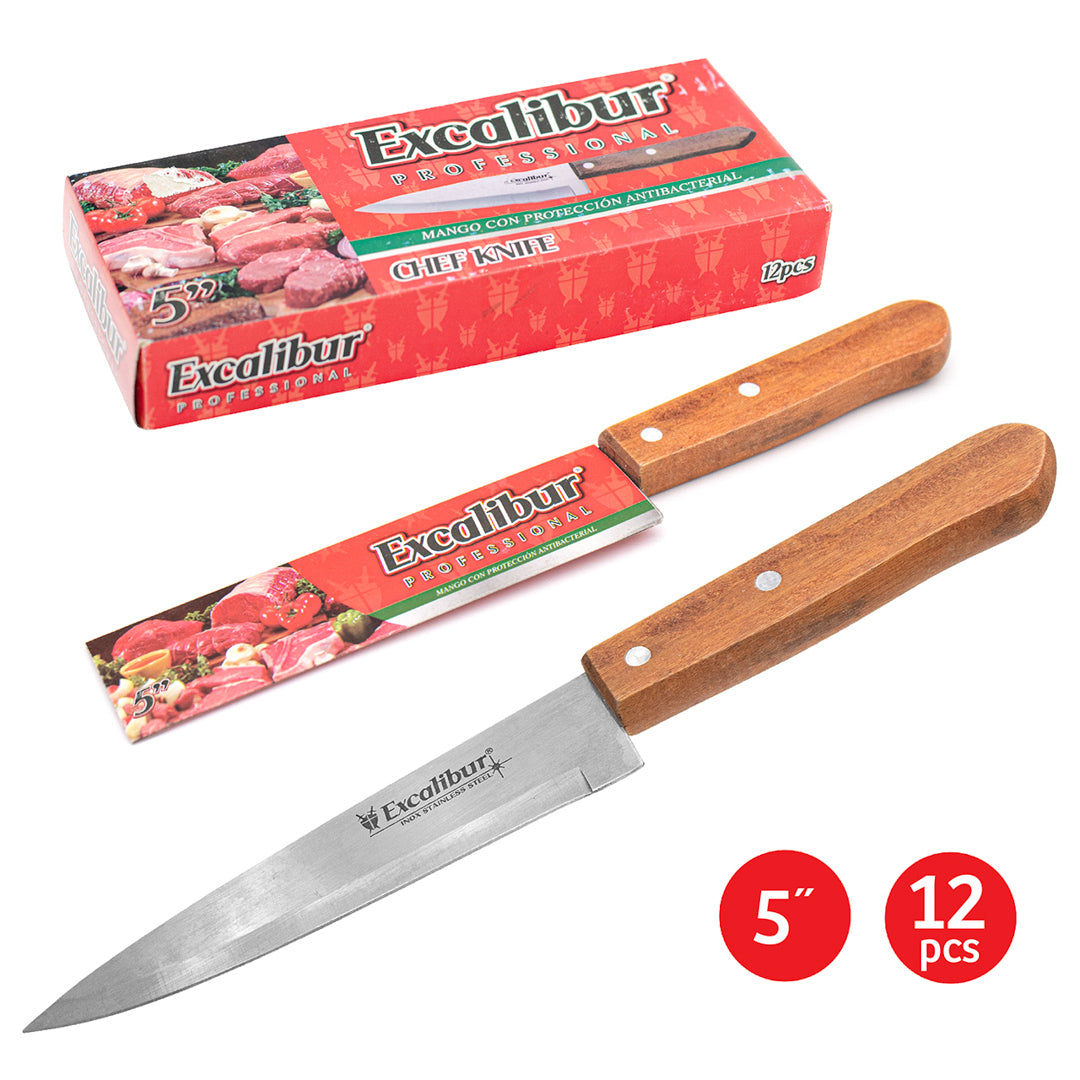 CUCHILLO CARNICERO EXCALIBUR CACHA DE MADERA 5" (F. 240 UNI)