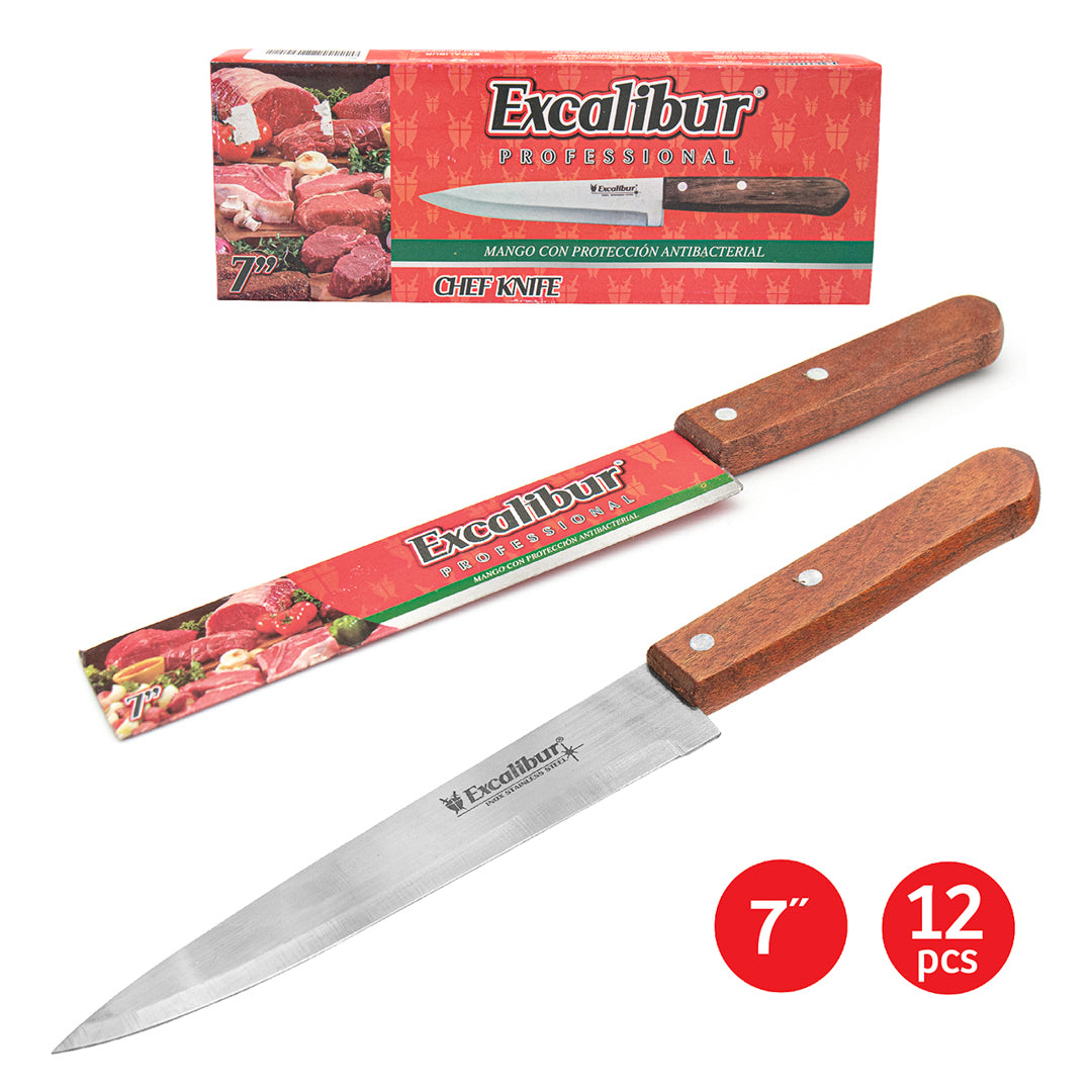 CUCHILLO CARNICERO EXCALIBUR CACHA DE MADERA 7" (F. 192 UNI)