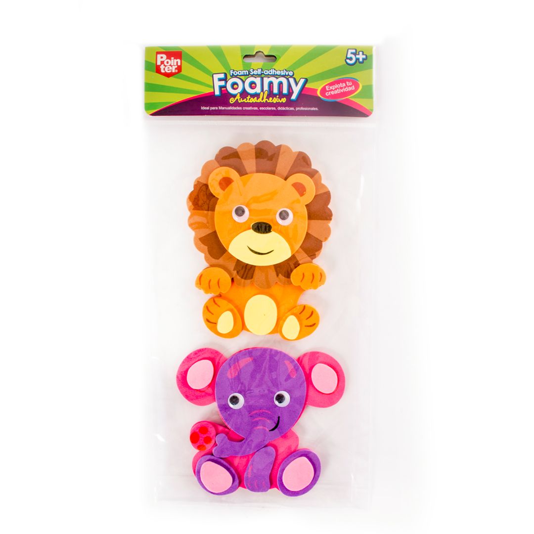 FIGURAS DE FOAMY POINTER ADHESIVAS LEON Y ELEFANTE (F. 240 UNI)
