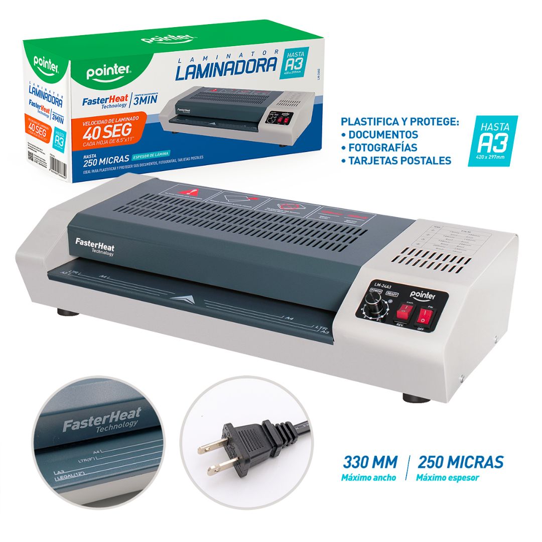 LAMINADORA POINTER HASTA 250 MICRAS A3 (F. 2 PZAS)