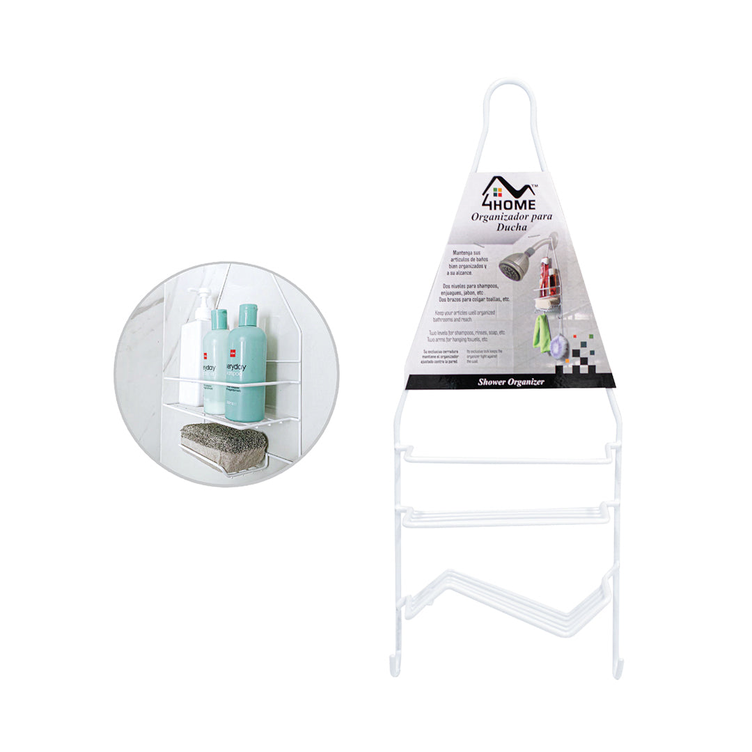 ORGANIZADOR P/DUCHA 4HOME 2 NIVELES BLANCO PEQ. (F. 24 PZA)