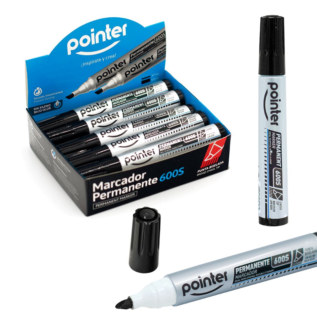 MARCADOR PERMANENTE POINTER P/BISELADA NEGRO CX12 (F. 64 DOC)