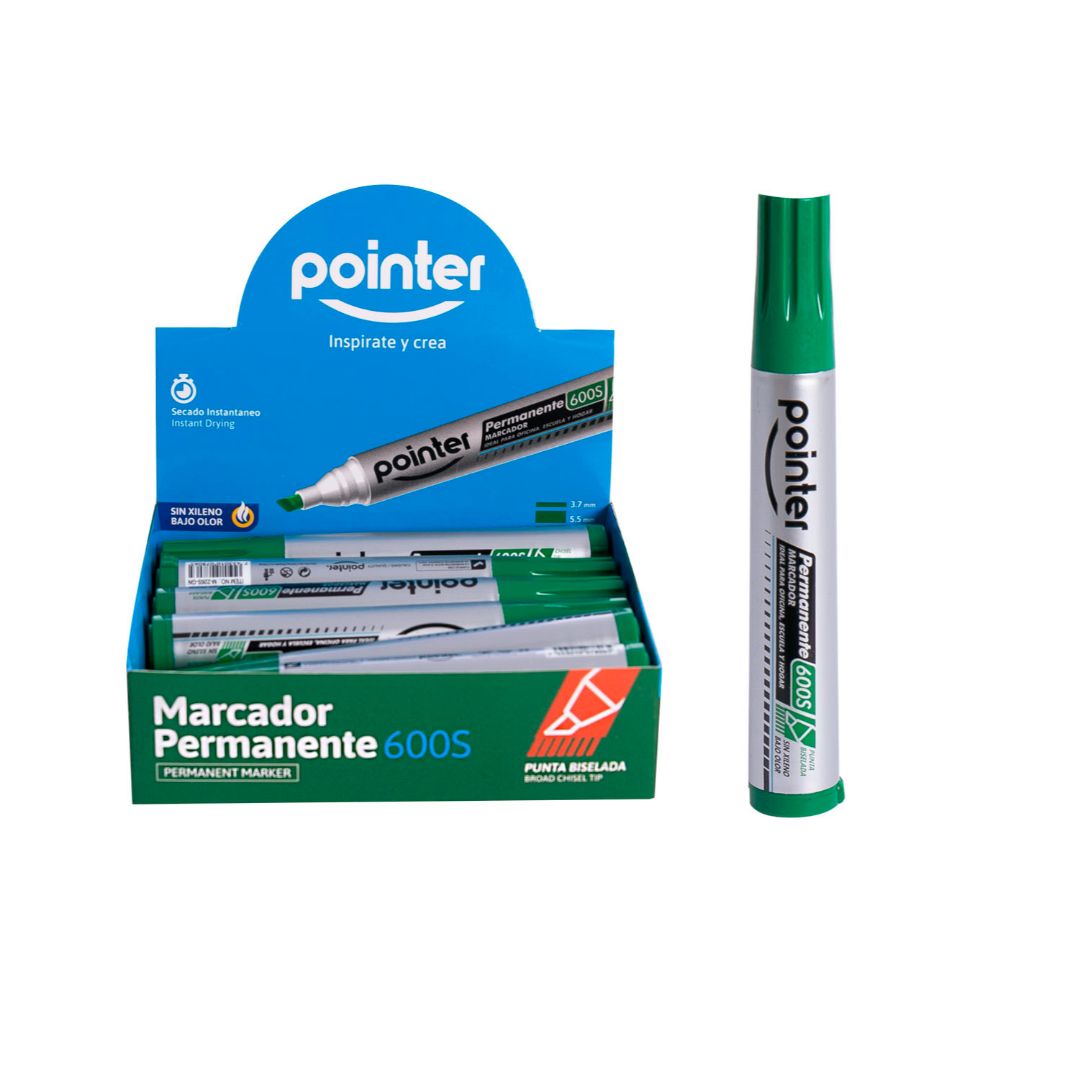 MARCADOR PERMANENTE POINTER P/BISELADA VERDE CX12 (F. 64 DOC)