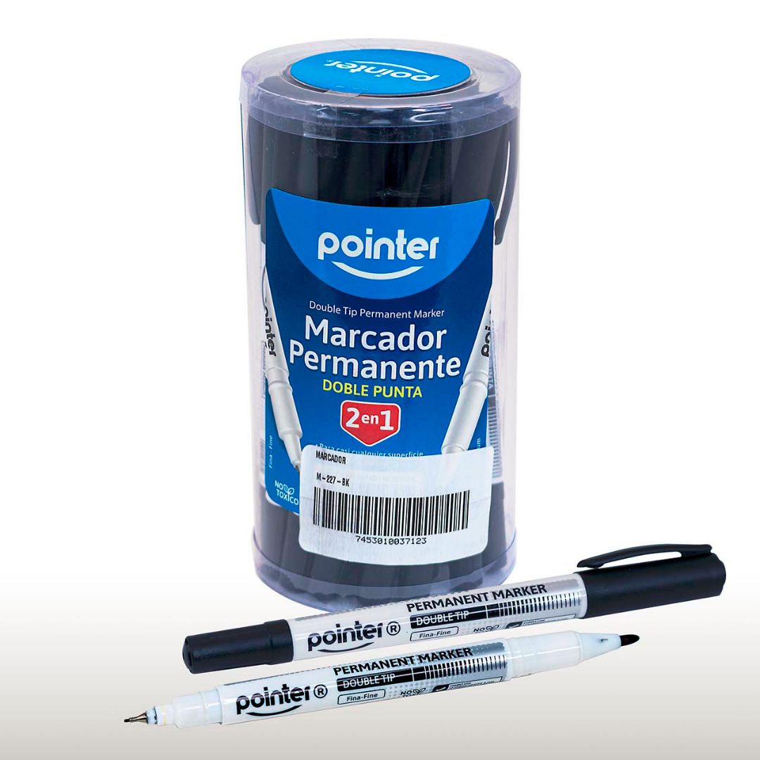MARCADOR PERMANENTE POINTER DOBLE PUNTA NEGRO BX24 (F. 36 BOTES)