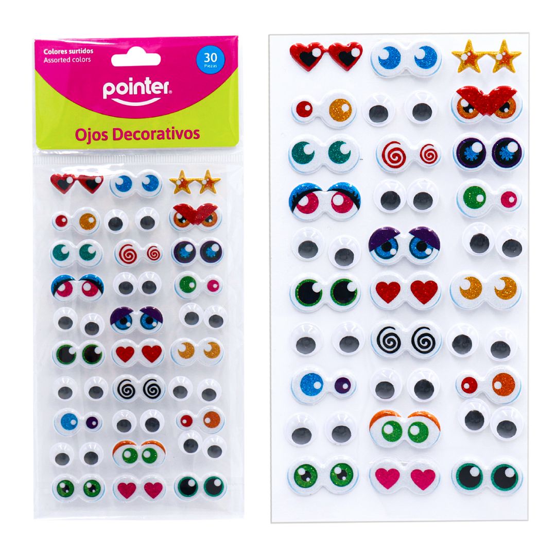 OJITOS DECORATIVOS POINTER ADHESIVOS BX30 C/DISEÑOS (F. 144 SETS)
