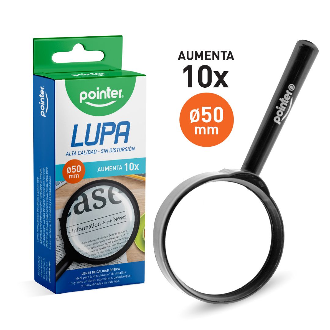 LUPA PLASTICA POINTER 50MM ACERCAMIENTO DE 10X (F. 120 PZAS)