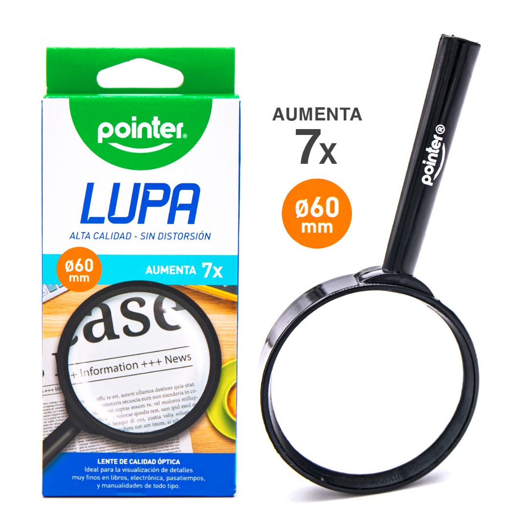 LUPA PLASTICA POINTER 60MM ACERCAMIENTO DE 7X (F. 120 PZAS)