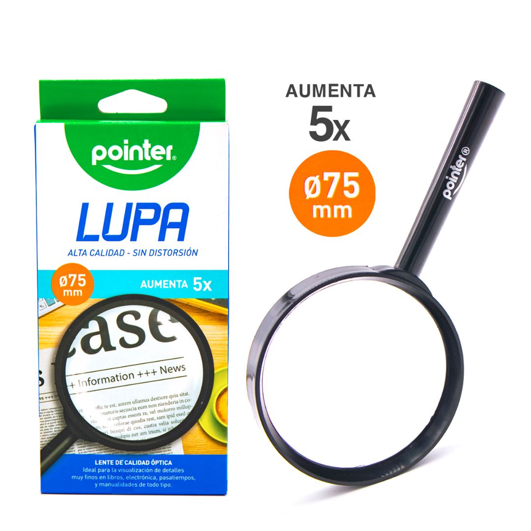 LUPA PLASTICA POINTER 75MM ACERCAMIENTO DE 5X (F. 120 PZAS)