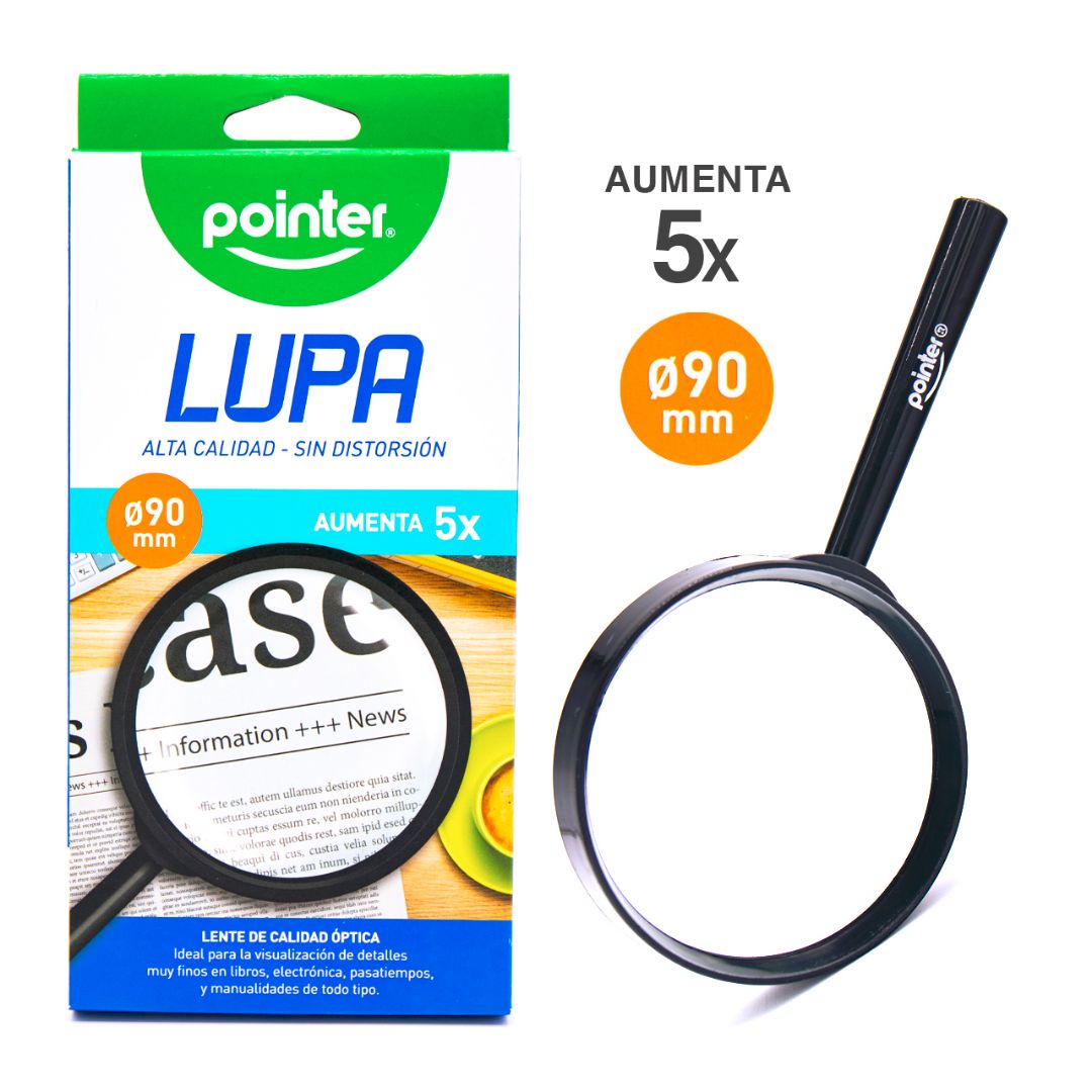 LUPA PLASTICA POINTER 90MM ACERCAMIENTO DE 5X (F. 120 PZAS)