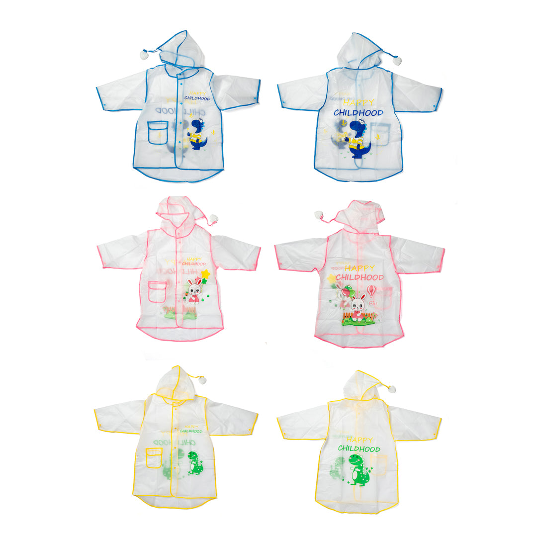 CAPA JVL P/NIÑA/NIÑO TRASLUCIDA C/VISERA M L XL. ANIMALES 4 DSÑS (F. 96 PZA)