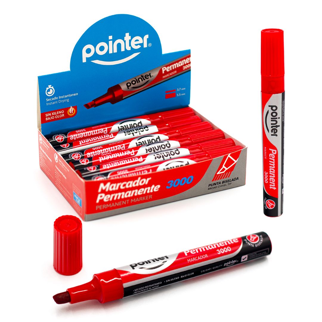 MARCADOR PERMANENTE POINTER P/BISELADA ROJO CX12 (F. 36 DOC)
