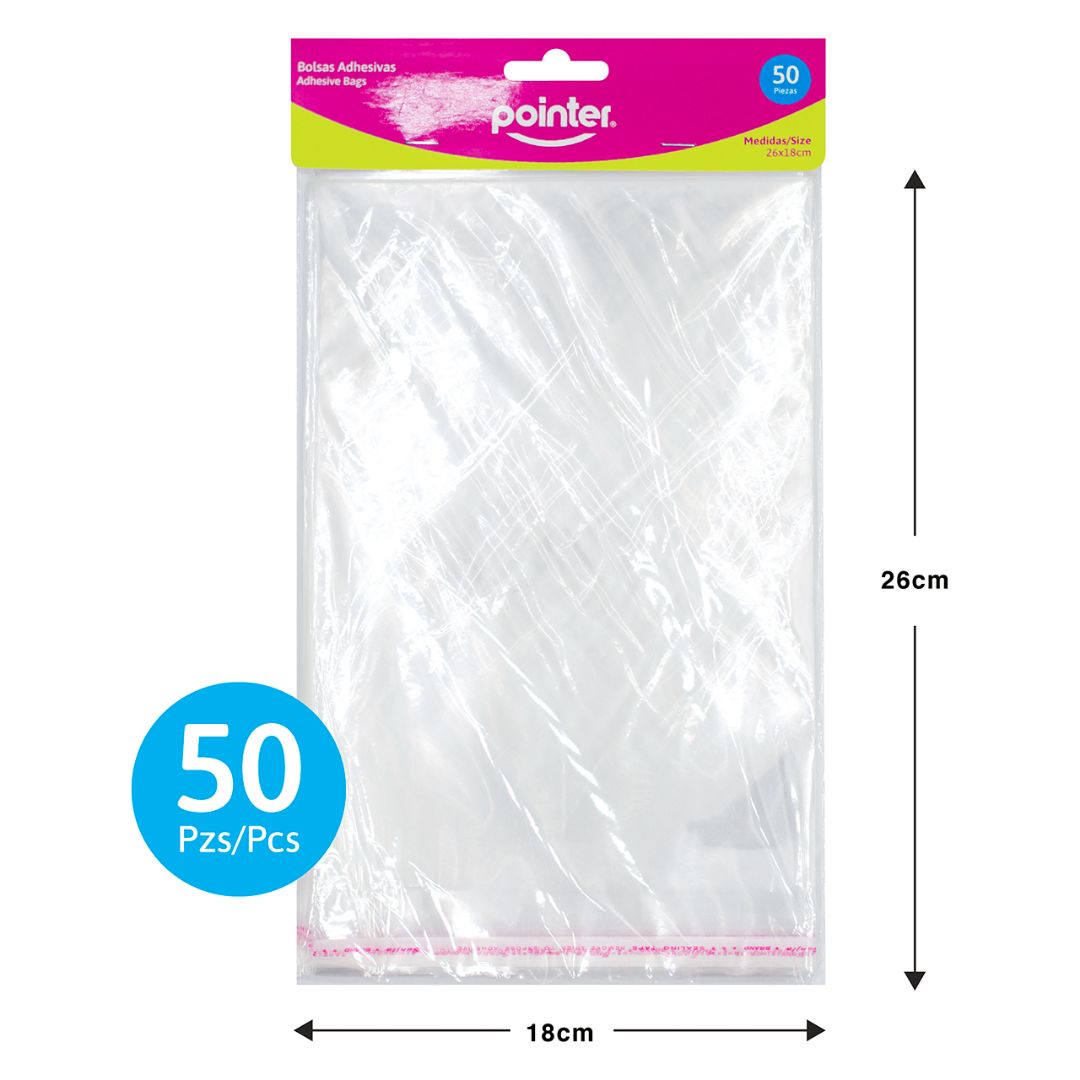 BOLSA ADHESIVA POINTER S/AGARRADOR BX50 26X18CM (F. 120 PAQ)