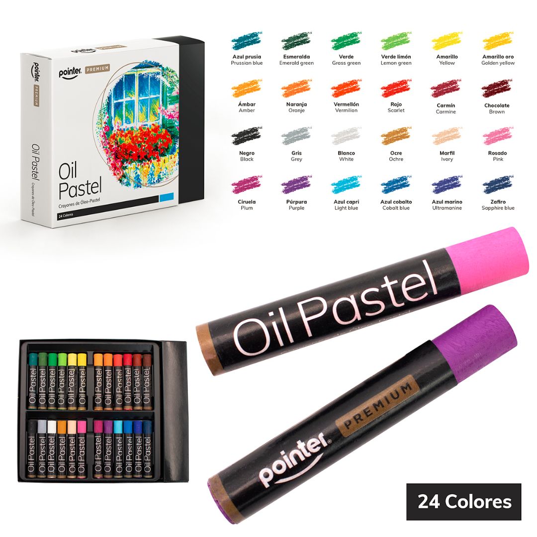 CRAYONES DE OLEO-PASTEL POINTER PREMIUM 24 COLORES (F. 60 BOX)