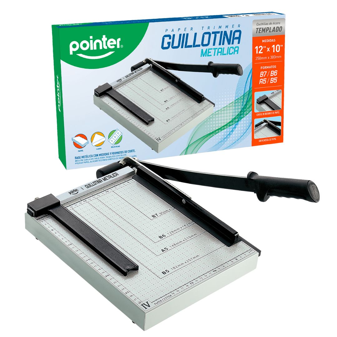GUILLOTINA METALICA POINTER FORMATOS A5/B5/B6/B7 12"X10" (F. 8 PZAS)