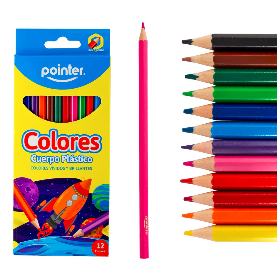 CRAYON PLASTICO POINTER 12 COL. HEXAGONAL (F. 240 SETS)