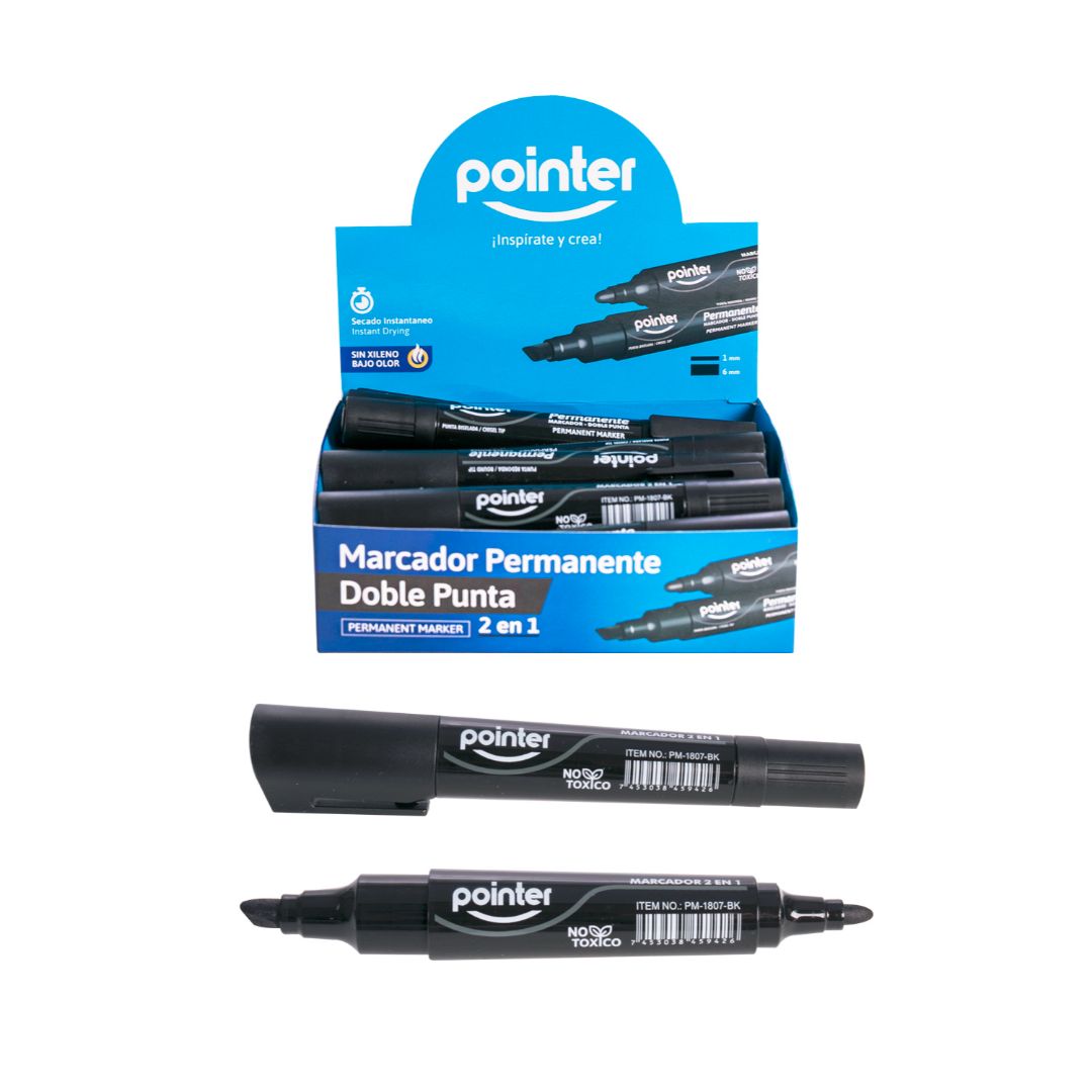 MARCADOR PERMANENTE POINTER DOBLE PUNTA BISE/RED NEGRO CX12 (F. 60 DOC)