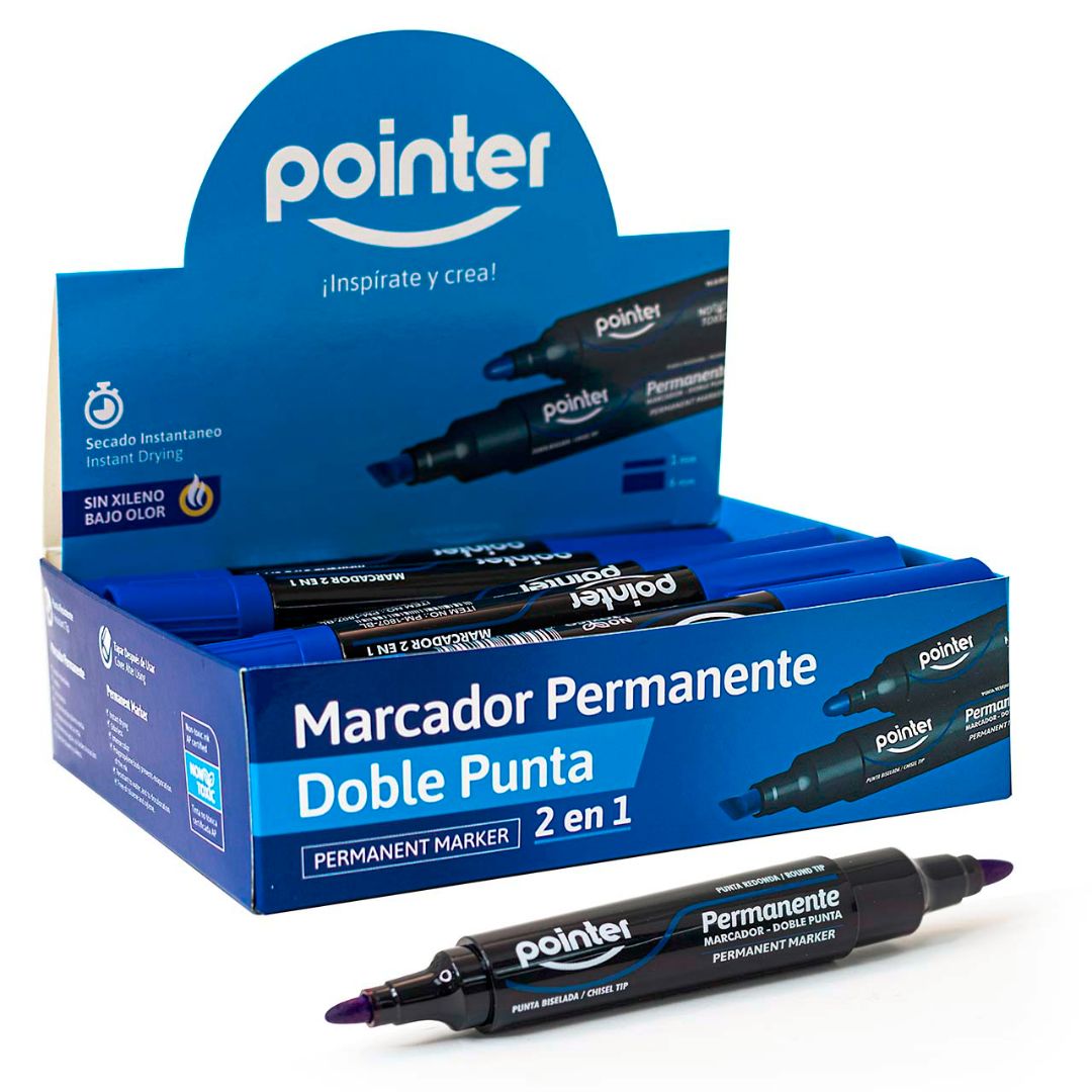 MARCADOR PERMANENTE POINTER DOBLE PUNTA BISE/RED AZUL CX12 (F. 60 DOC)