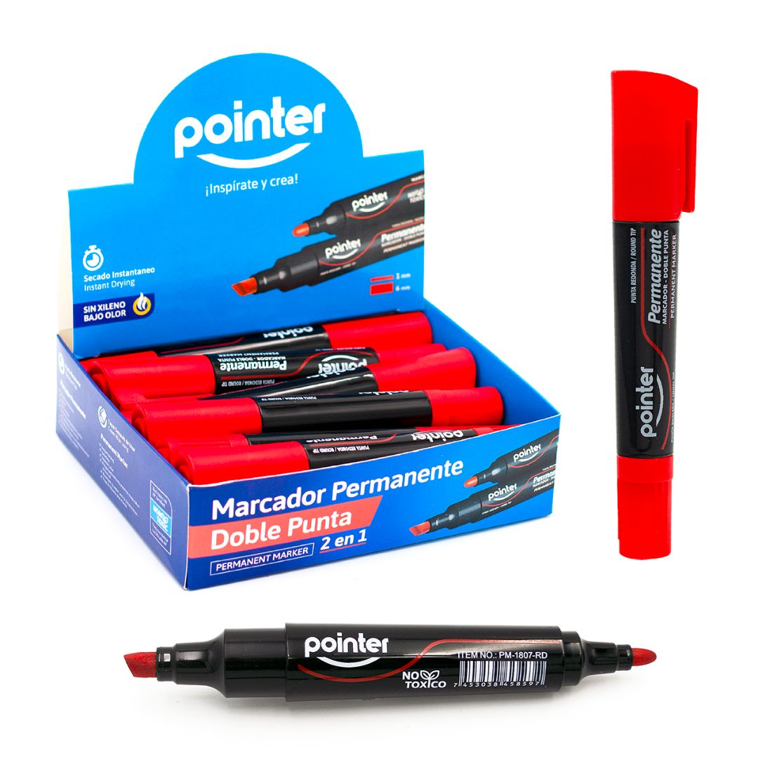 MARCADOR PERMANENTE POINTER DOBLE PUNTA BISE/RED ROJO CX12 (F. 60 DOC)