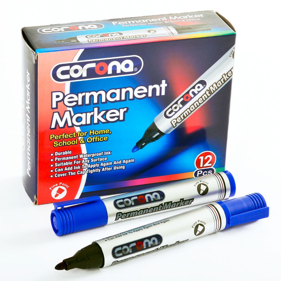MARCADOR PERMANENTE CORONA P/REDONDA AZUL CX12 (F. 60 DOC)