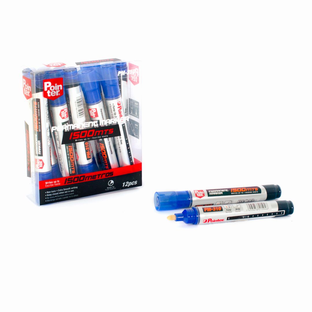 MARCADOR PERMANENTE POINTER RECARGABLE AZUL CX12 (F. 60 DOC)
