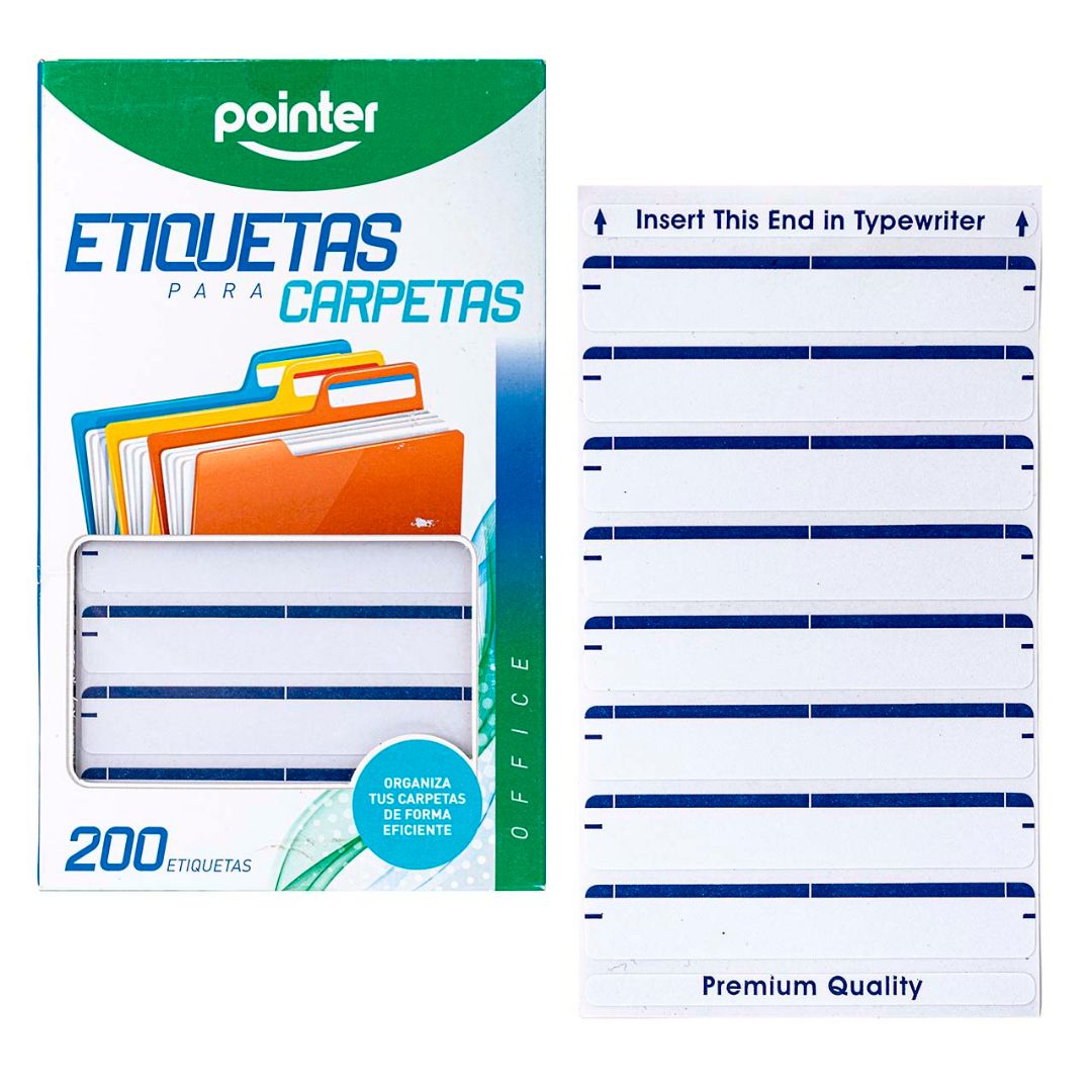 ETIQUETAS P/CARPETAS POINTER PX200 AZUL OBSC. 1/3"X9/16" (F. 50 SETS)