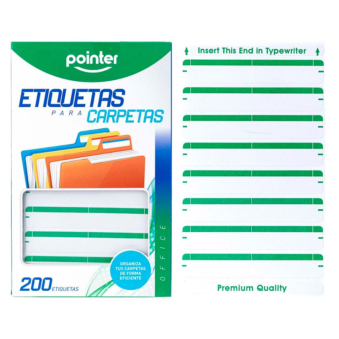 ETIQUETAS P/CARPETAS POINTER VERDE PX200 1/3"X9/16" (F. 50 SETS)