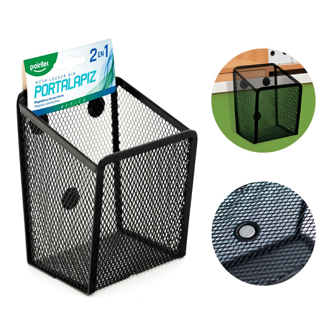 PORTA LAPIZ POINTER MAGNETICO MALLA METALICA NEGRO (F. 48 UNI)