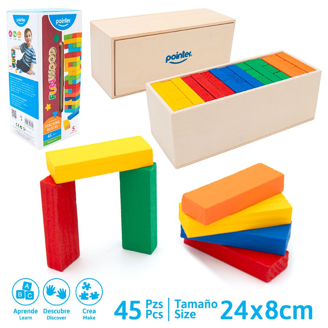JENGA DIDACTICO POINTER BLOQUES D/COLORES CX45 224X8CM (F. 12 SETS)
