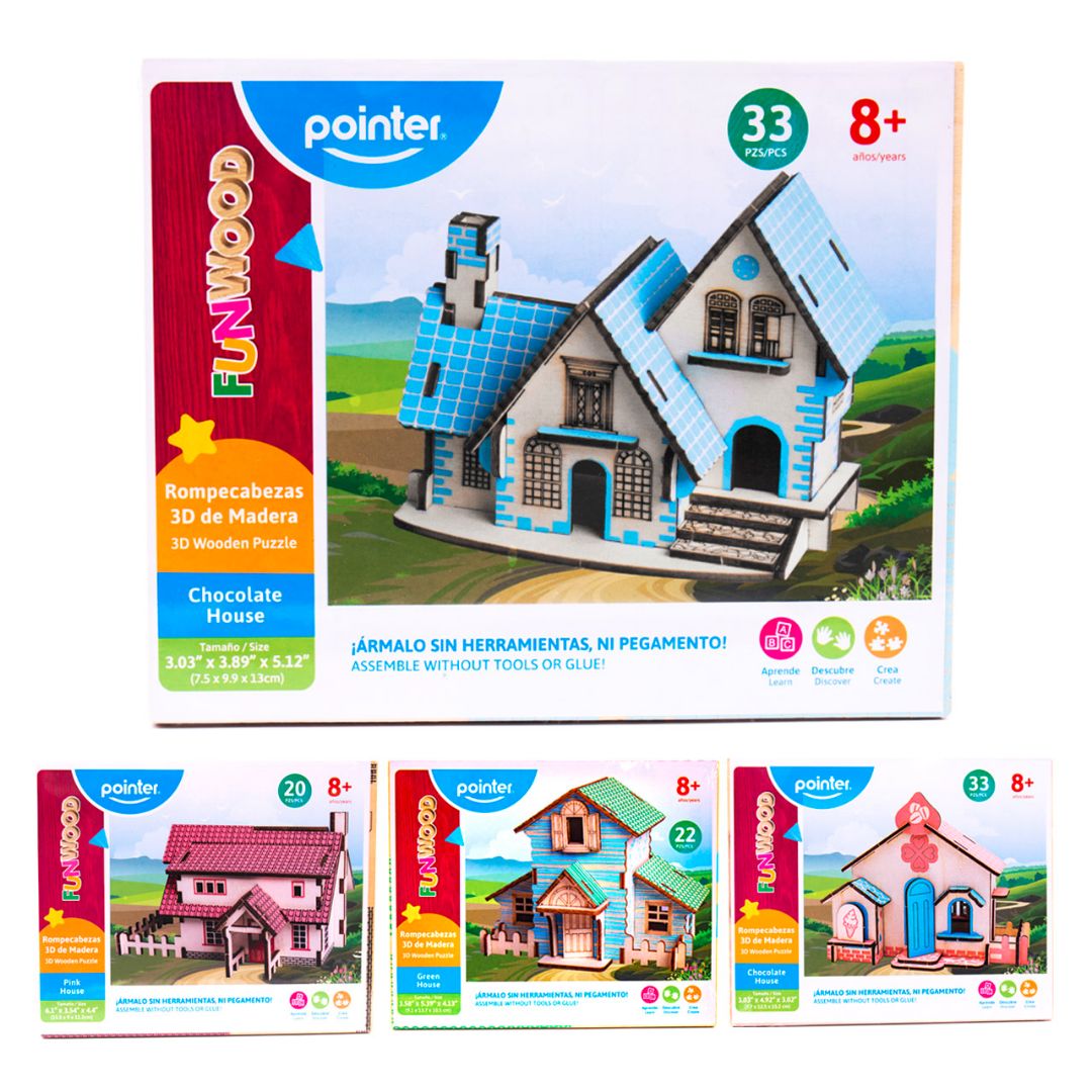 ROMPECABEZAS DIDACTICO POINTER 3D CASA 4 DISEÑOS (F. 60 SETS)