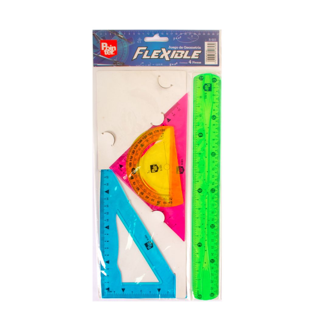JUEGO GEOMETRICO POINTER FLEXIBLE DE COLORES 30CM (F.144 UNI)