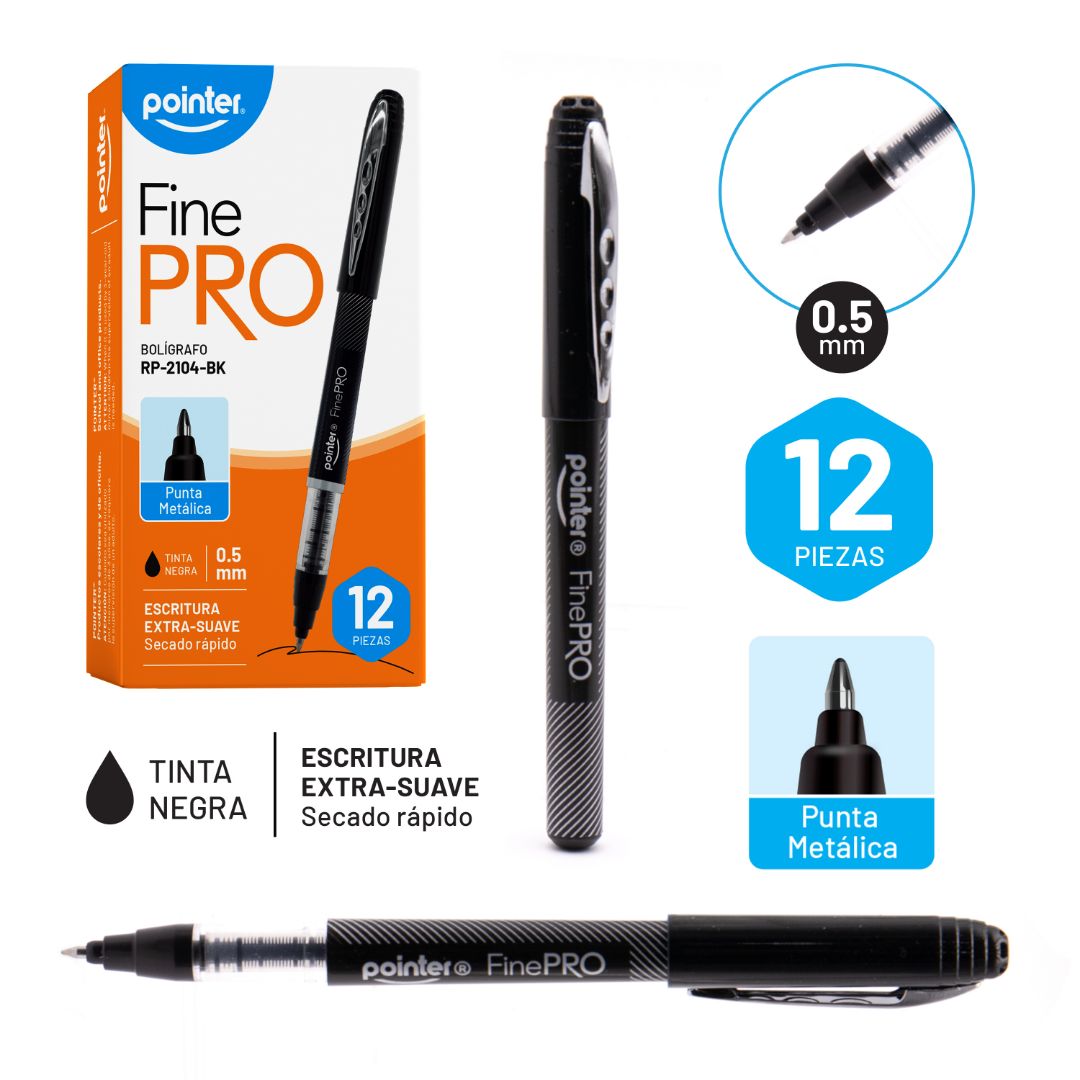 BOLIGAFO POINTER FINE PRO NEGRO 0.5MM (F. 60 DOC)
