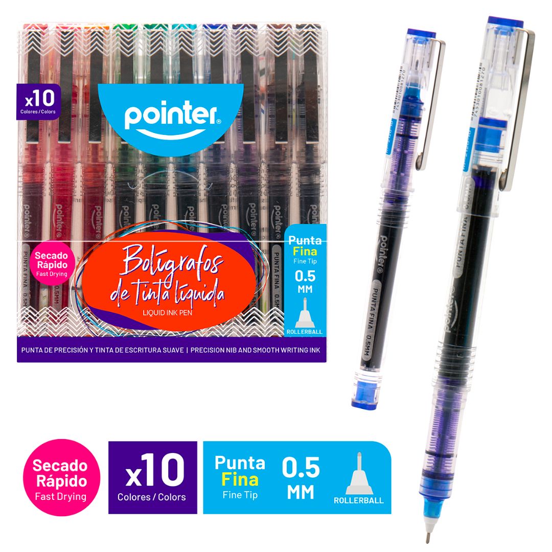 BOLIGRAFO POINTER TINTA LIQUIDA 10 COLORES 0.5MM (F. 96 SETS)