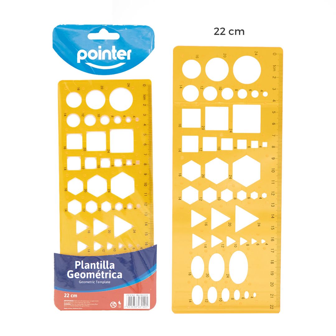 PLANTILLA GEOMETRICA POINTER 22CM (F. 288 UNI)