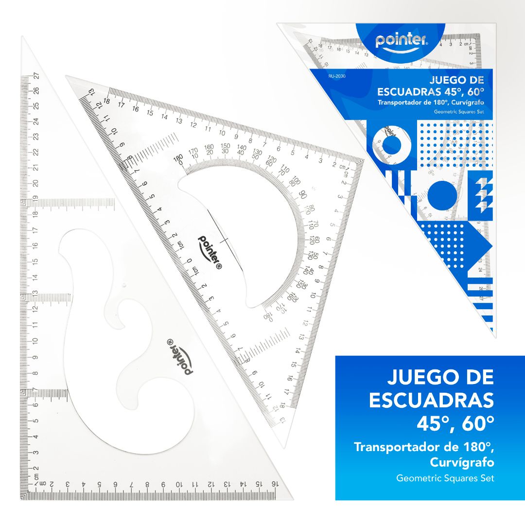 SET DE ESCUADRAS POINTER 45, 60 GRADOS (F. 120 UNI)