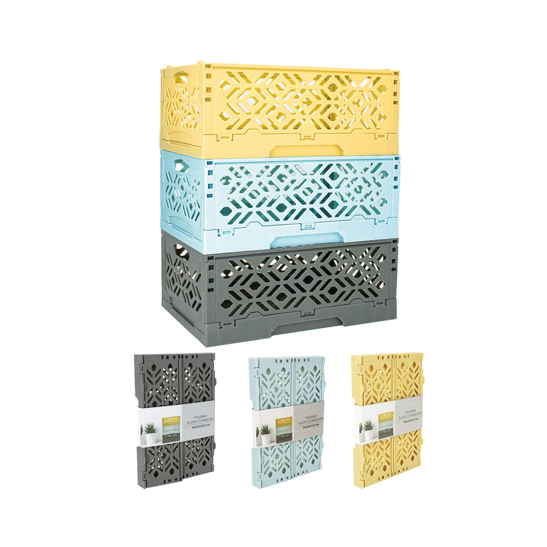 CANASTA PLEGABLE 3 COLORES 16X23X10.5 CM (F. 12 PZA)