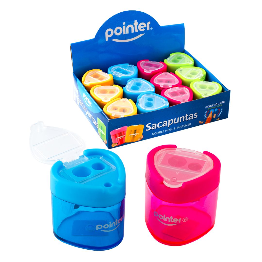 SACAPUNTAS POINTER DIAMANTE C/DEPOSITO D/AGUJERO 4 COL. CX12 (F. 60 DOC)