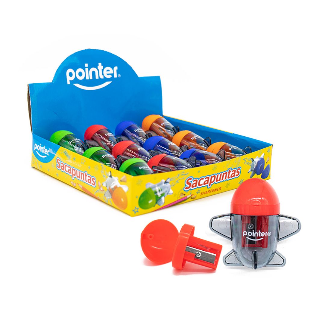 SACAPUNTAS POINTER AVION C/DEPOSITO 4 COL. CX12 (F. 48 DOC)