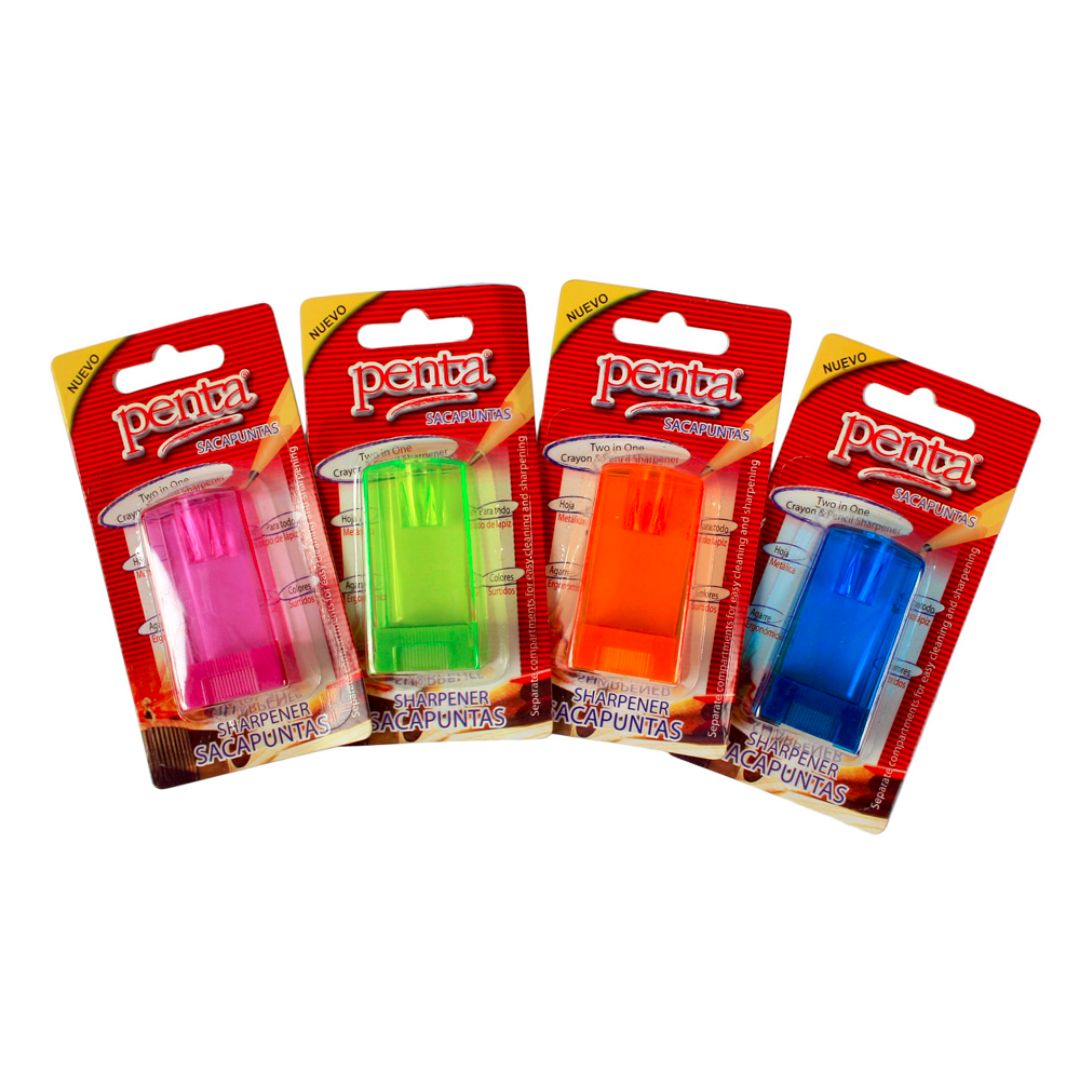 SACAPUNTAS PLASTICO PENTA 4 COLORES (F. UNI)