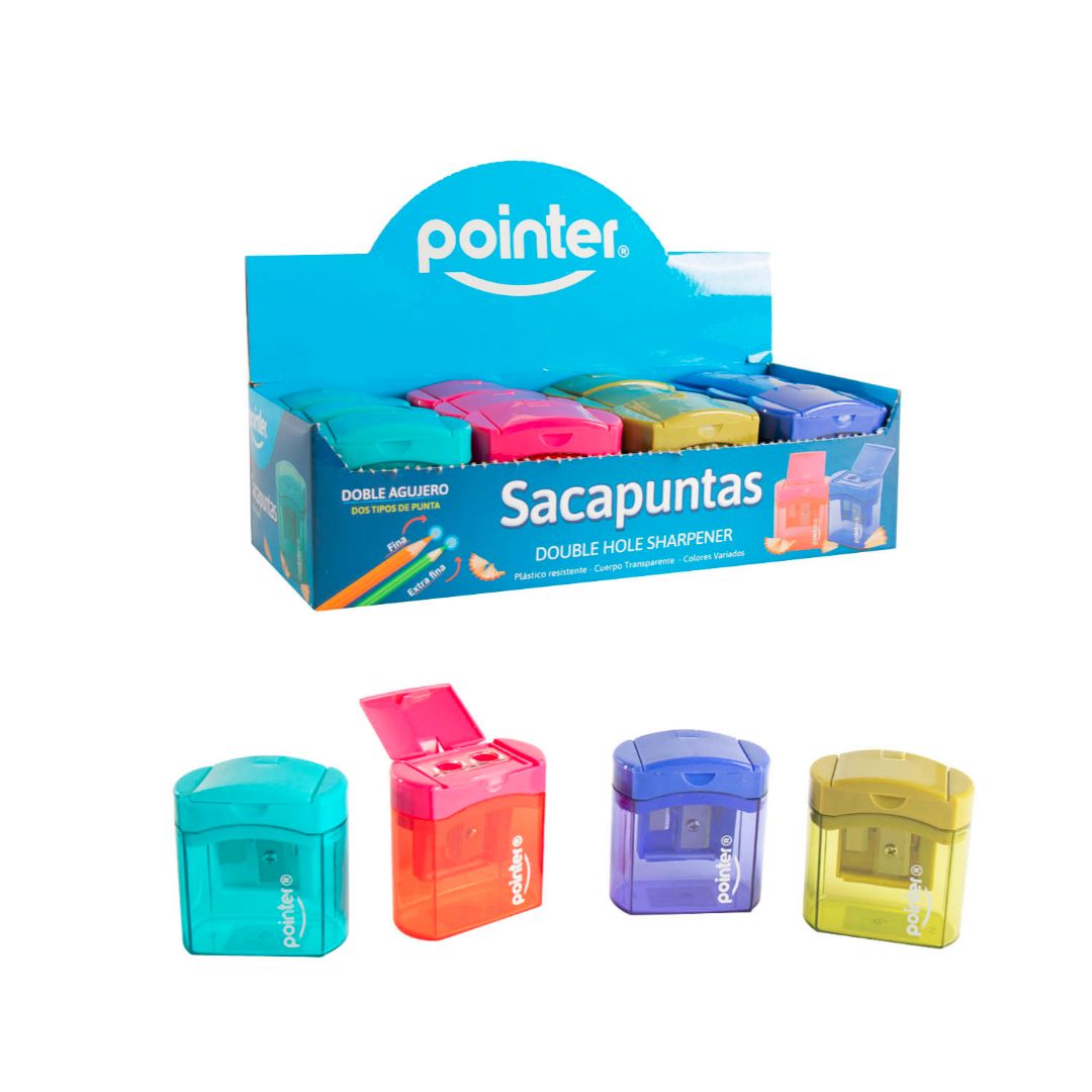SACAPUNTAS POINTER C/DEPOSITO D/AGUJERO PEQ. 4 COL. CX12 (F. 60 DOC)