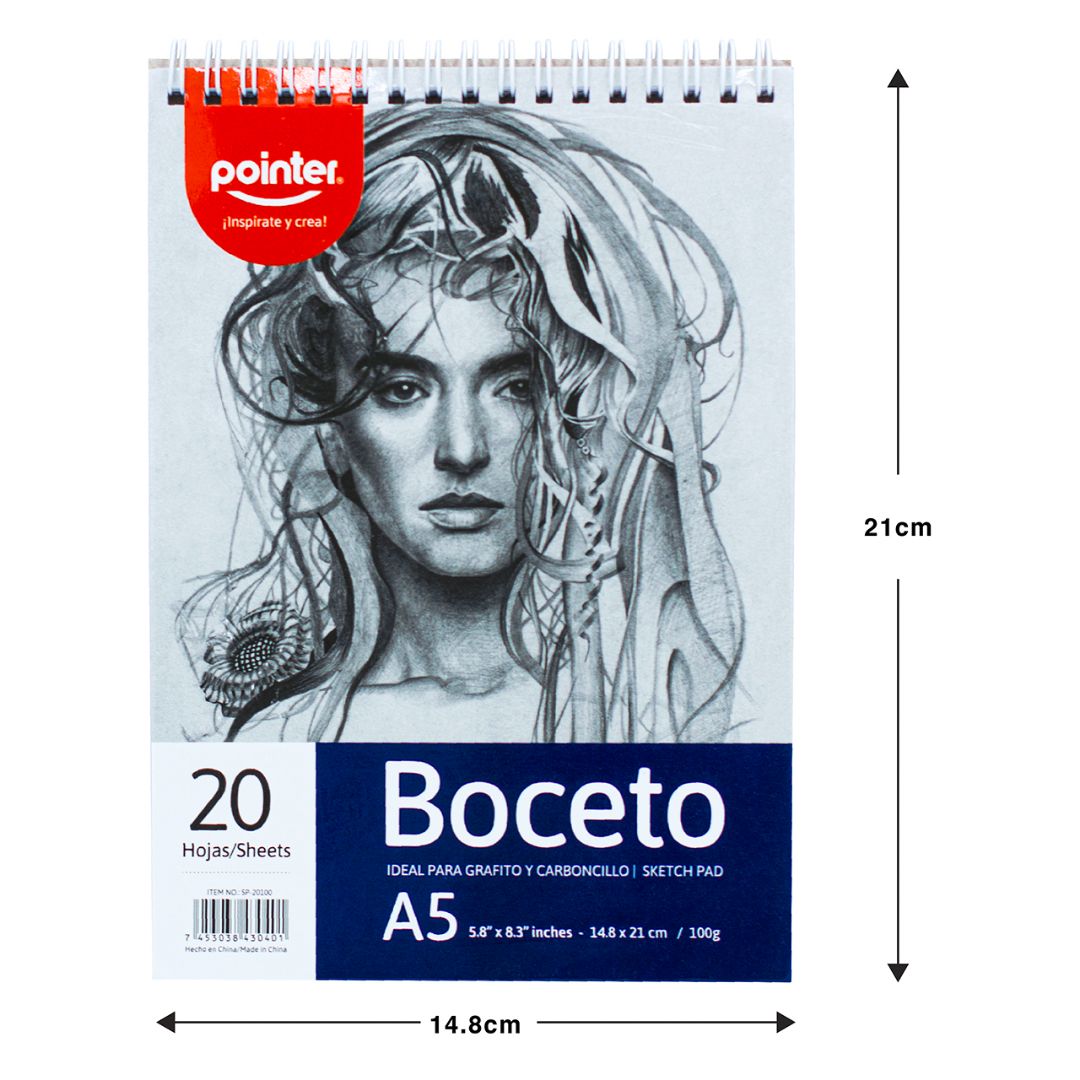 CUADERNO C/ESPIRAL SKETCH ART PRO POINTER 5.8"X8.3" 20H. (F. 144PZA)