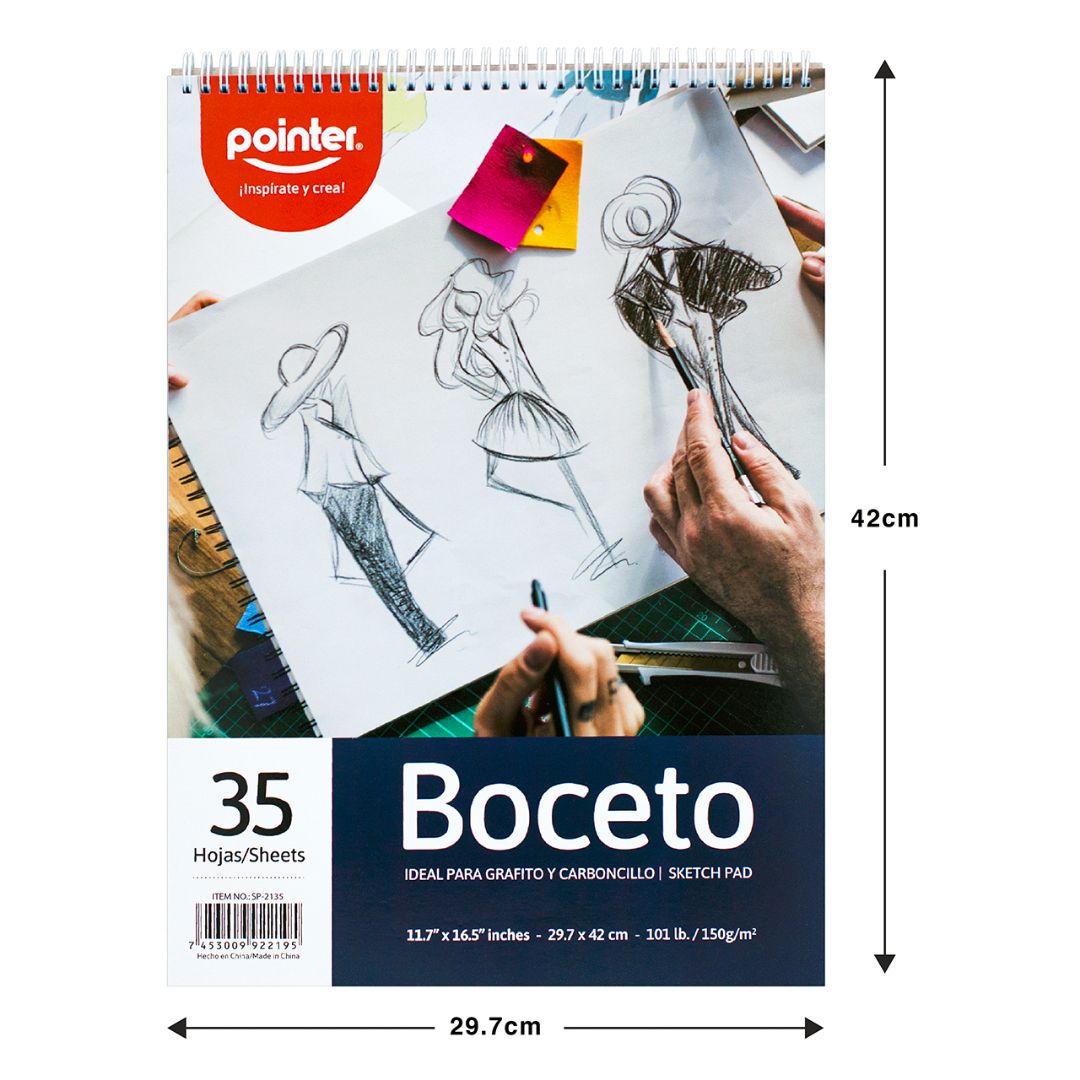CUADERNO C/ESPIRAL SKETCH POINTER 25H. 11.7"X16.5" (F. 20 UNI)