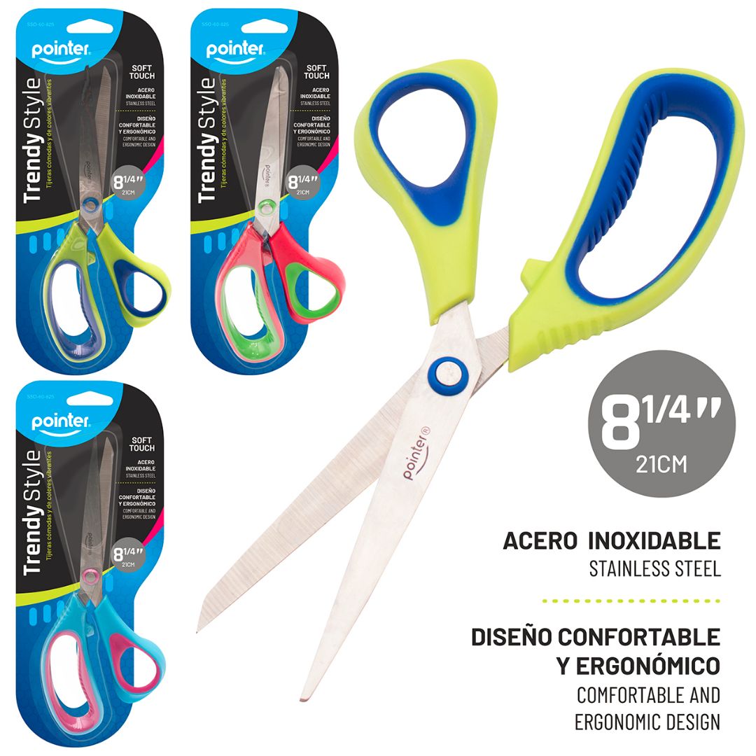 TIJERA POINTER TRENDY STYLE C/GRIP 3 BICOL. 8 1/4" (F. 240 UNI)